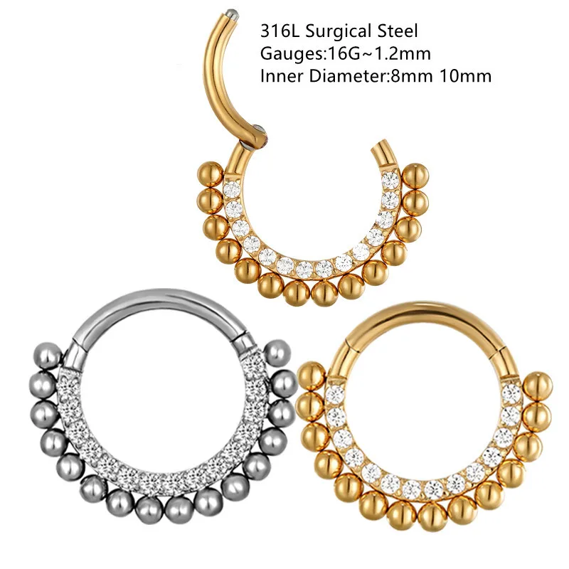 1Pc Septum Clicker 316L Stainless Steel 16G Nose Ring Segment Daith Tragus Catrilage Conch Helix Earring Piercing Jewelry | Украшения и