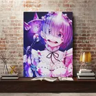 Картина на холсте с HD-принтом, картина аниме Re Zero Rem, современный модульный домашний декор, стена Artwrok Anime Girl постер декоративный для спальни Gift