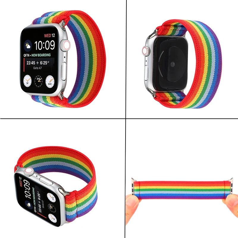 Эластичный тканевый браслет для Apple watch band SE 7 6 5 4 41 мм 45 40 44 ремешок iwatch series 3 2 38 42