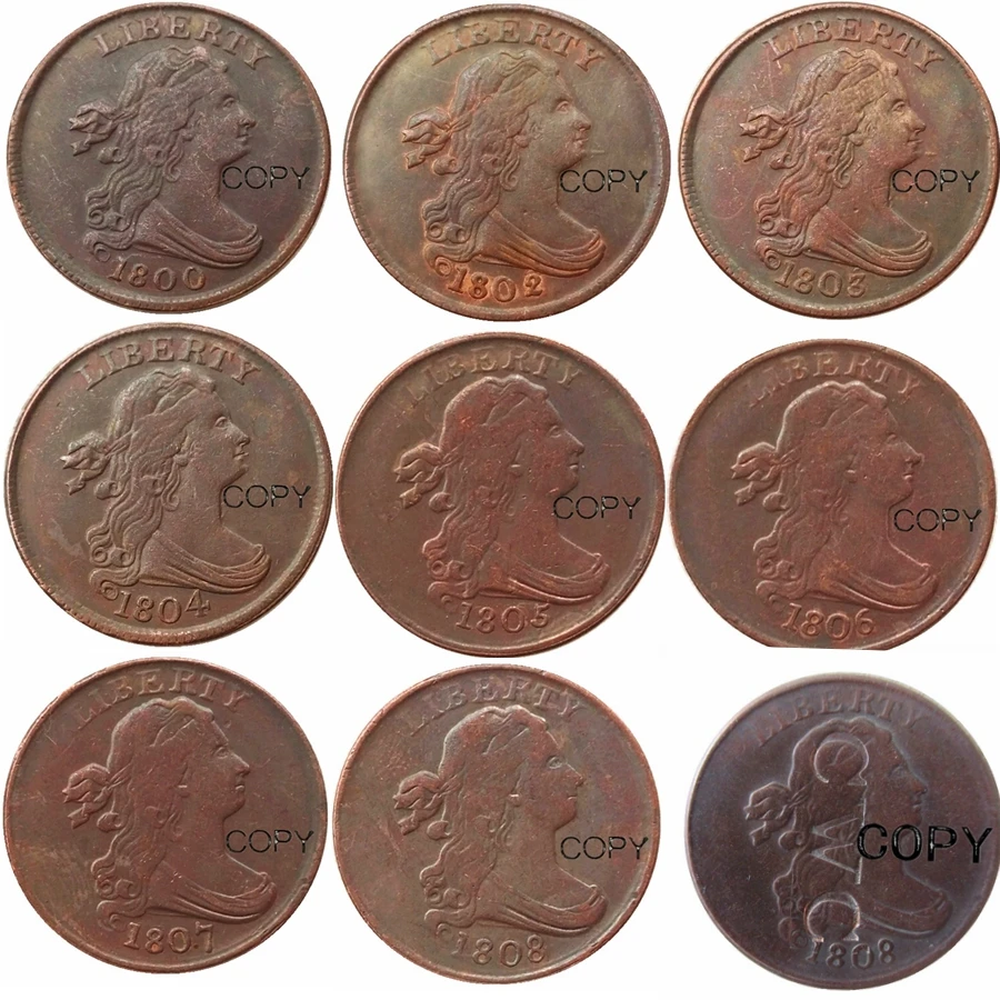 Драпированный бюст пол-цента 1800-1808 Дата выбор Медь копии монет