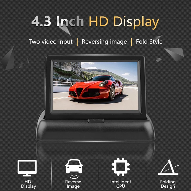 

4.3Inch Car Auto Foldable Monitor LCD Screen Dash Car Rear View Input Universal for Truck 2 RCA Video for Rear View DVD