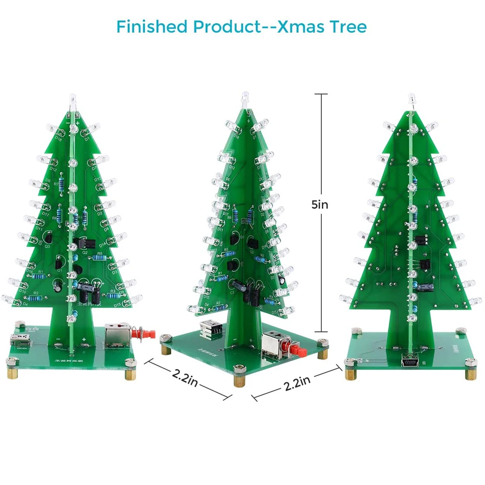 3 цвета красный/зеленый/желтый светодиод Flash Рождественская елка Наборы сделай