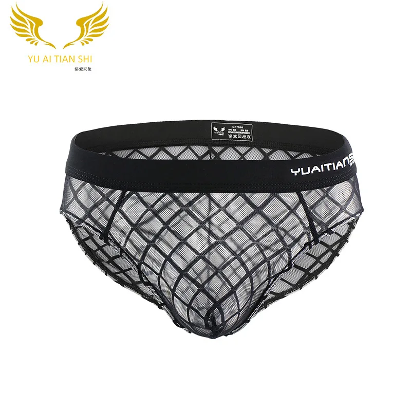 

Ropa interior sexy para hombres Bikini Ropa interior para hombres Nylon Malla transpirable Bragas de cintura media Color sólido