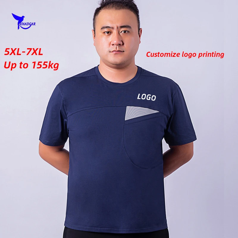 

Customize LOGO Plus Size 5XL 6XL 7XL Summer Sportswear Clothing Men Breathable Cotton Running T-Shirt Gym Fitness Tops&Tees