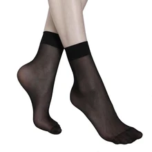 Calcetines cortos de nailon para mujer, medias elásticas ultrafinas, transparentes, de cristal, Color piel, 10 pares