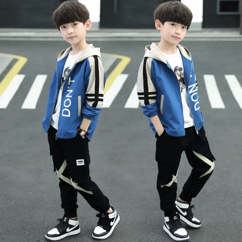 Комплекты одежды для мальчиков-подростков новый детский хлопковый комплект из 2