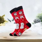 Носки новогодние унисекс, цветные хлопковые счастливые мужские короткие носки в стиле Харадзюку, хип-хоп, смешные Мультяшные, с печеньем Санта-Клаусом