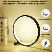 USB LED Table Lamp Bedroom Round Night Light Desk Lamp Touch Control Dimmable Bedside Reading Light White Warm Light