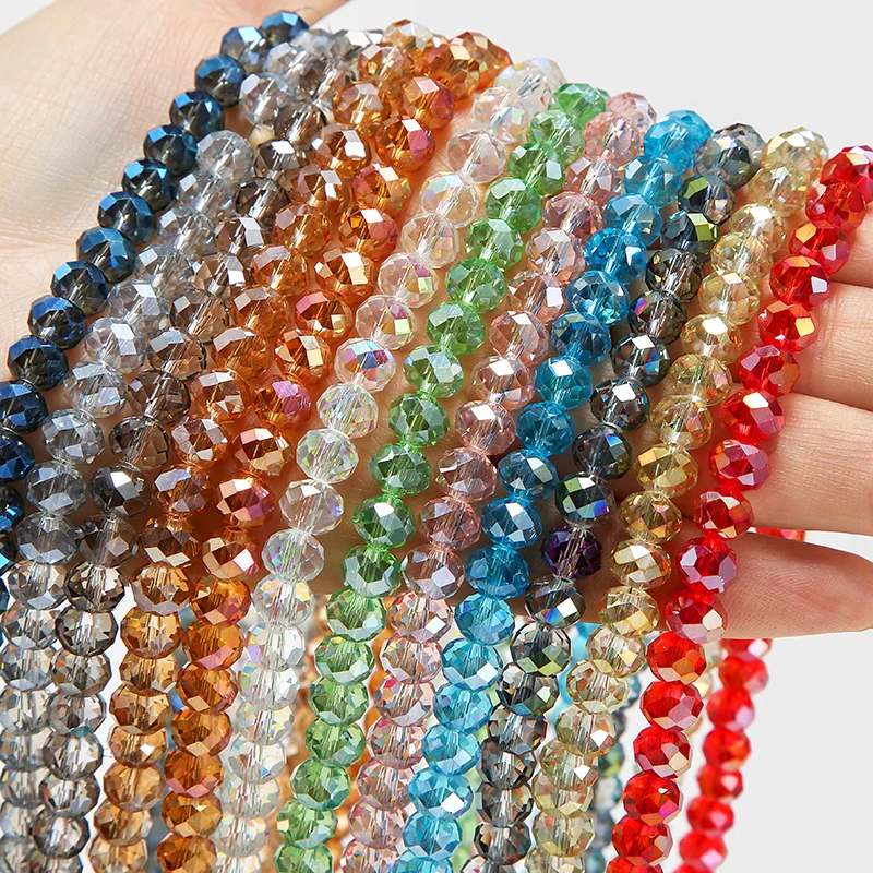 

1 Strand Summer Colorful Transparent Shiny AB Crystal Rondelle Glass Faceted Beads for Jewelry Making Jewelry Diy Accessorice