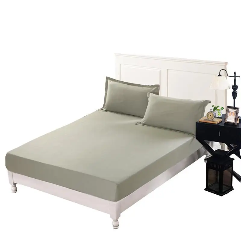 

100% Cotton Fitted Sheet Green Color Bed Sheet For Single Double Bed Kids Adults XF635-5