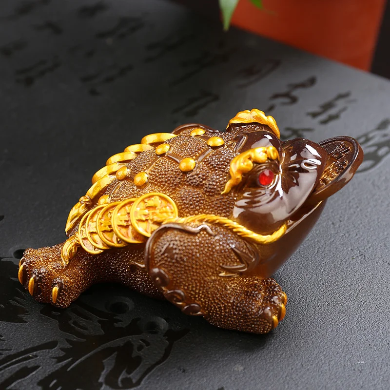 

1 PCS Resin Color-Changing Tea Pet Figurine Frog Statue with Coin Ornament Boutique Tea Table Decoration Accessories Crafts