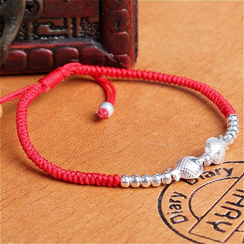 Браслет на удачу с рыбками из серебра 925 пробы|bracelet handmade|handmade banglesshamballa bracelet |