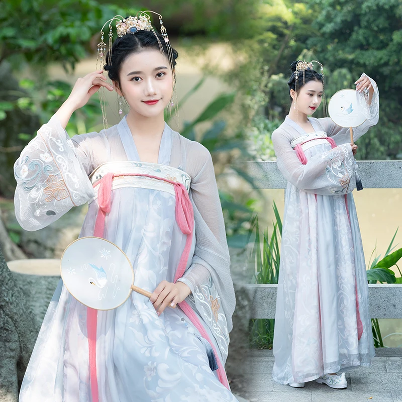 

Embroidered Hanfu Dress Chinese Traditional Fairy Princess Dresses Folk Dance Clothing Tang Dynasty Ancient Costume Outfits