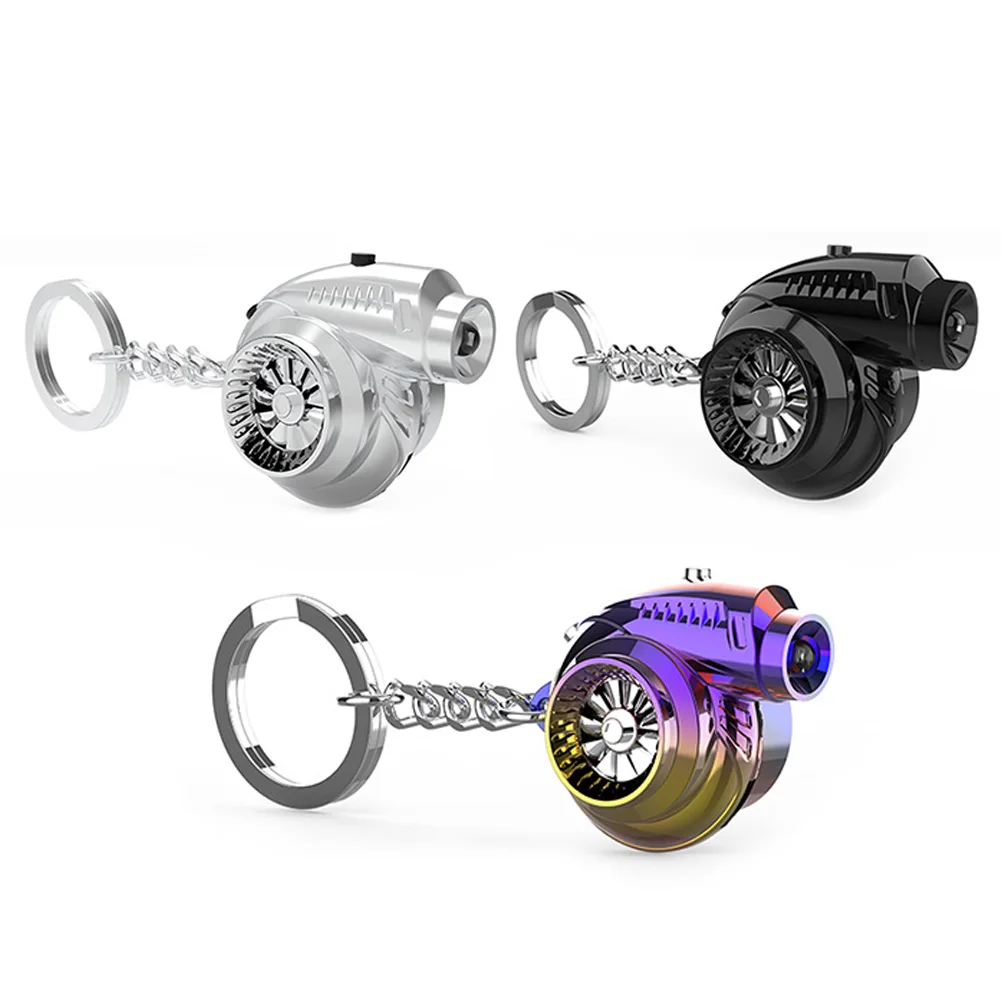 

Mini Turbo Turbocharger Keychain LED light Spinning Turbine Key Chain Ring with Engine Sound Car Interior Accessories