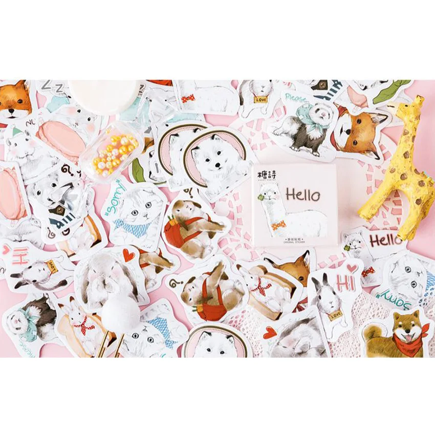 45 шт./упак. горяч-продавая Стикеры альбом Memo Стикеры(ы)/уп Kawaii планировщик для скрапбукинга стикеры школьные принадлежности подарки для детей - Цвет: Hello animals
