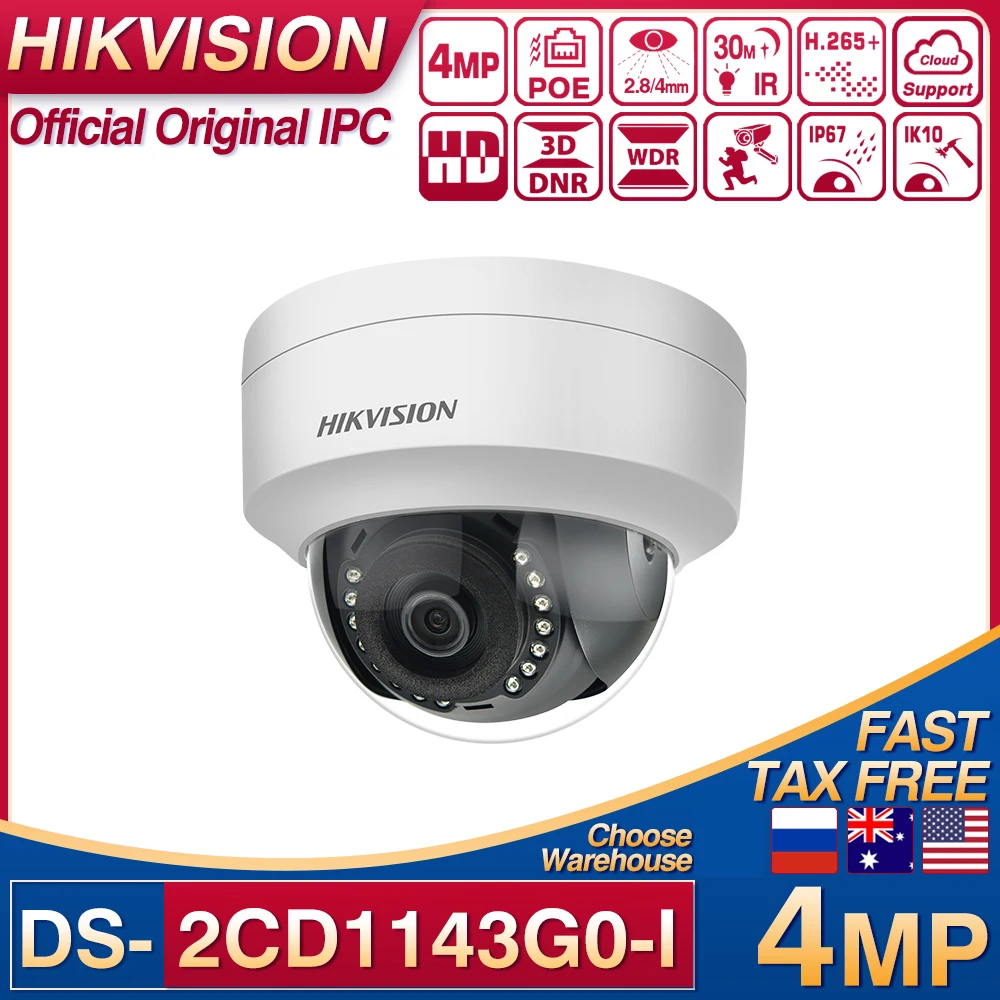 

Hikvision DS-2CD1143G0-I IP Camera POE 4MP IR 30M Mini Dome Video Surveillance IP67 IK10 VandalProof H.265+ Outdoor Upgradable