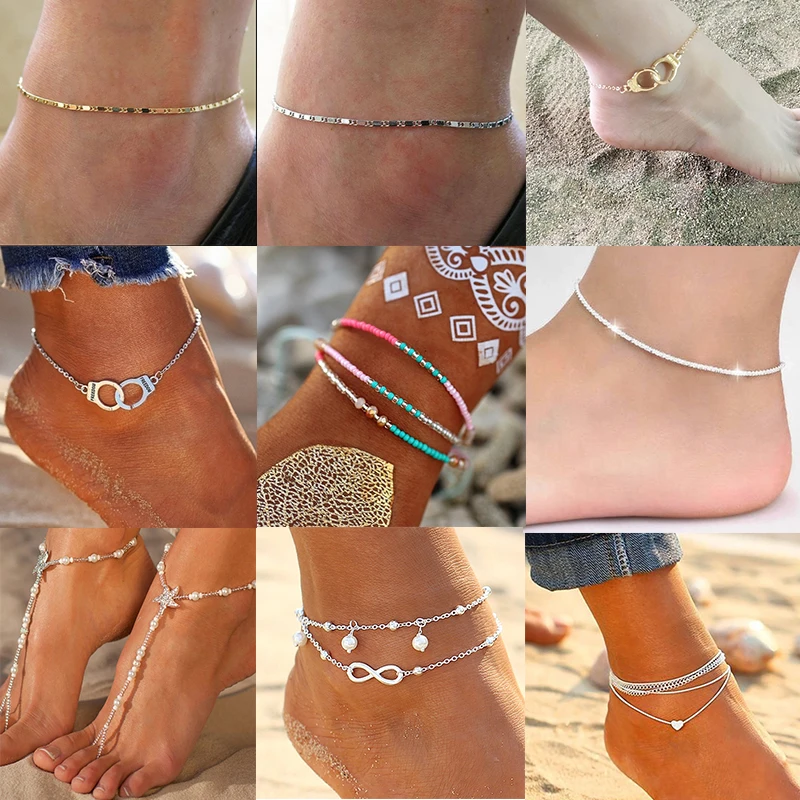 

2021Fashion Ankle Bracelet for Women Summer Ocean Beach Accessories Boho Style Multilayer Foot ChainAccessories Gift