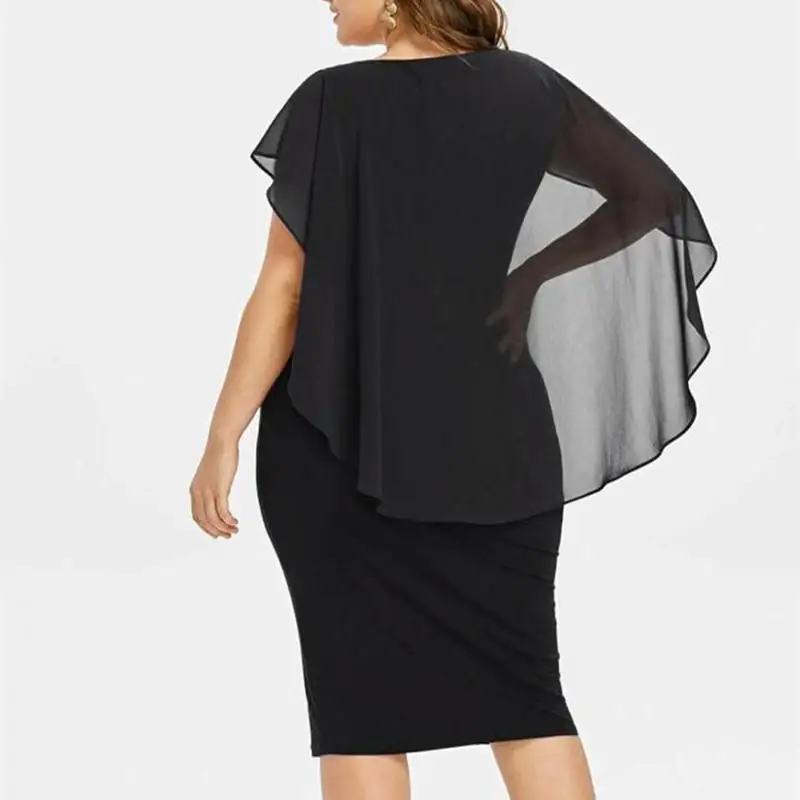 5xl шифоновая блузка пикантные вечерние Ночное платье размера плюс платье на весну и лето, вечернее облегающее платье, большие размеры для женщин, платье для офиса, работы большой vestidos