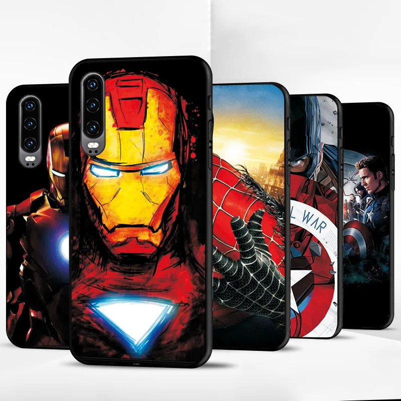 Чехол captain america для huawei P30 Lite P10 Lite, черный ТПУ для huawei P30 P20 Pro P8 P9 Lite, чехол для huawei P30 Pro, чехол