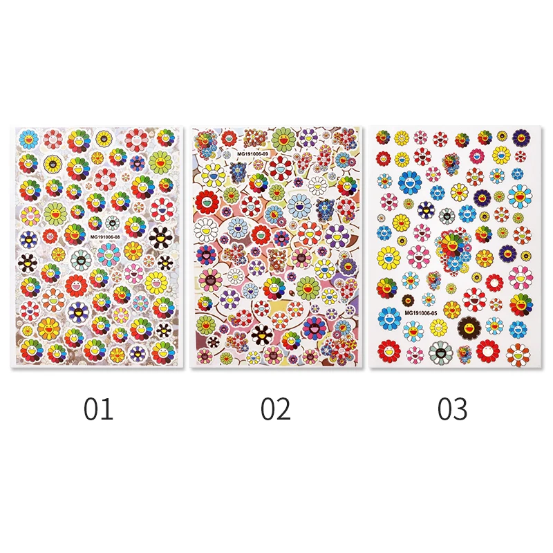 3D Happy Flower Nail Sticker Sunflower Decals Colorful Pattern Manicure Salon Acrylic Art Decorations Tool | Красота и здоровье