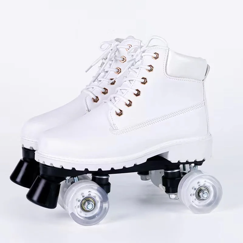 

Artificial Leather Autumn and Winter Roller Skates Double Line Skates Women Men Adult Two Line Skate Shoes Patines PU 4 Wheels