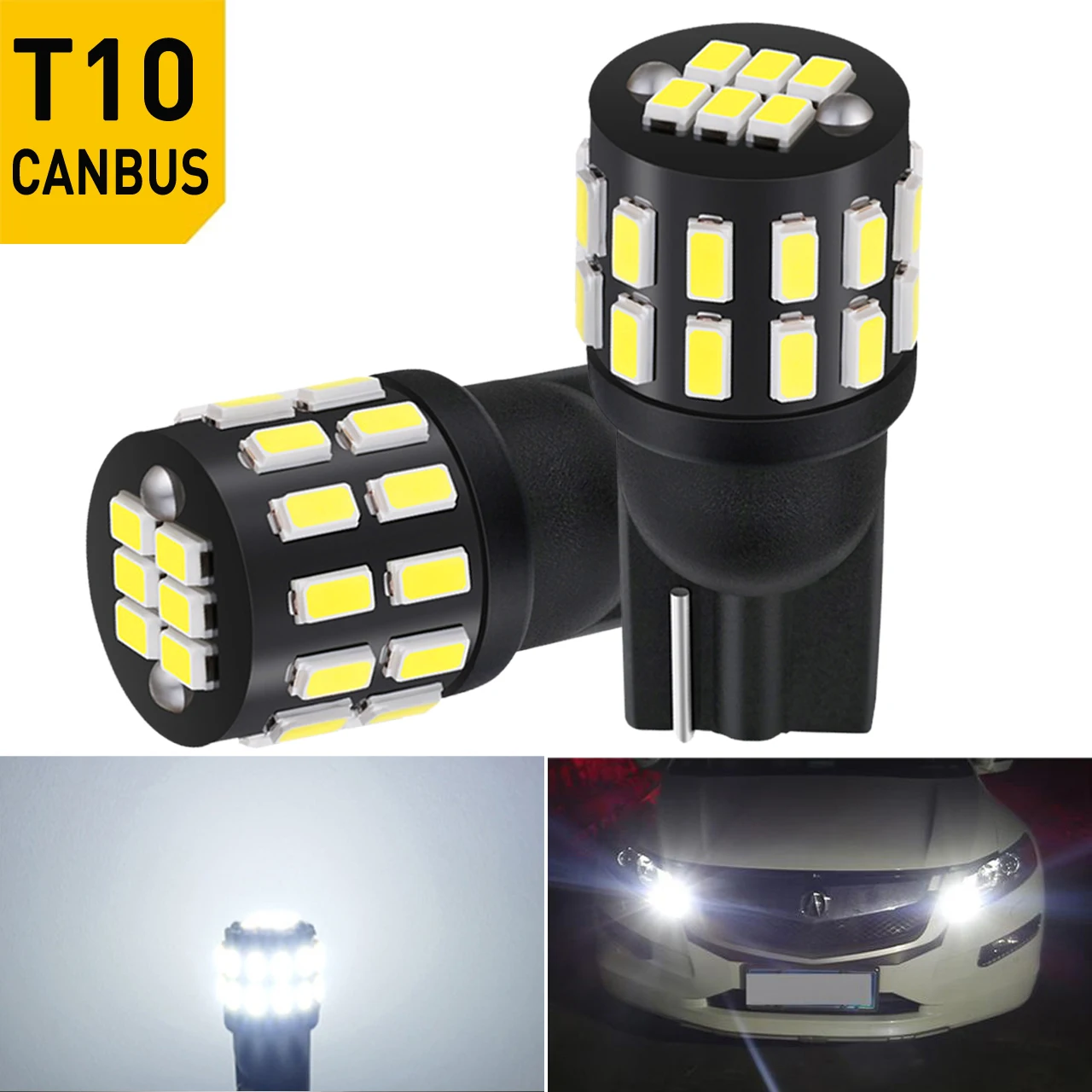 

2pcs T10 Led Canbus W5W Led Bulbs 168 194 30SMD White Signal Lamp Dome Reading License Plate Light Car Interior Lights Auto 12V