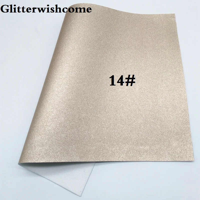 14 Glitterwishcome 30X134CM Mini Roll Sparkle Synthetic Leather, Metallic Leather, Faux PU Leather fabric Vinyl for Bows, GM051 - Цвет: 14