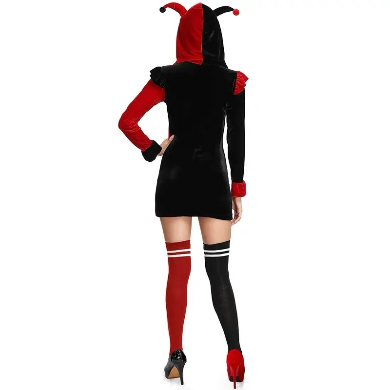 Women Droll Joker Cosplay Female Halloween Circus Clown Costumes Carnival Purim Parade Stage Nightclub Bar Role Play Party Dress images - 6