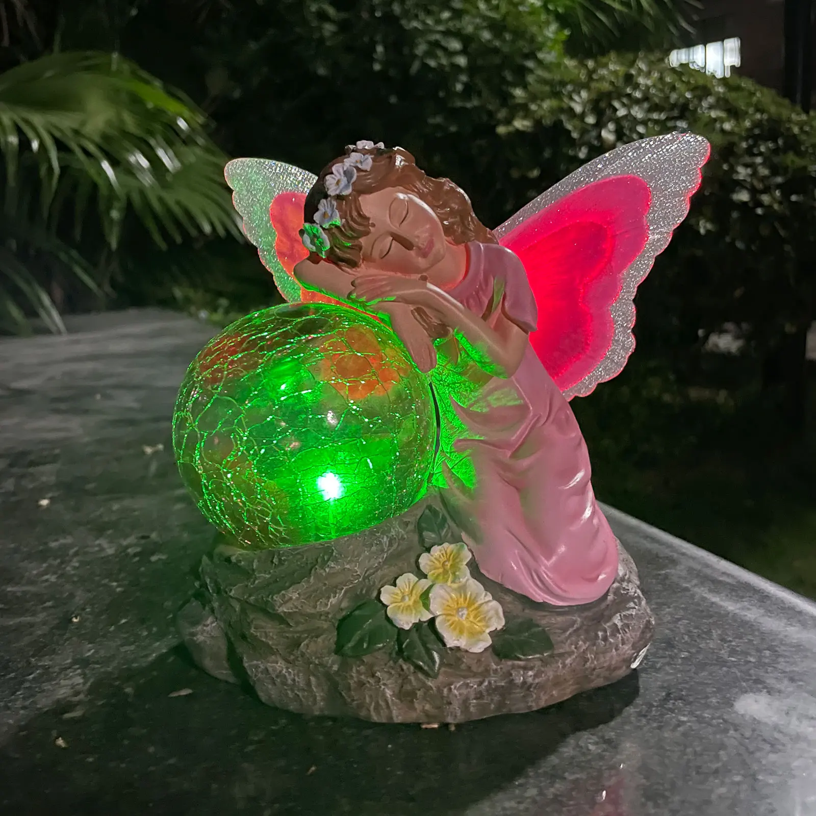 

Luminous Ornaments Garden Decoration Resin Statue Fairy Home Miniature Art Flower Fairy Angel Home Decoration Gift