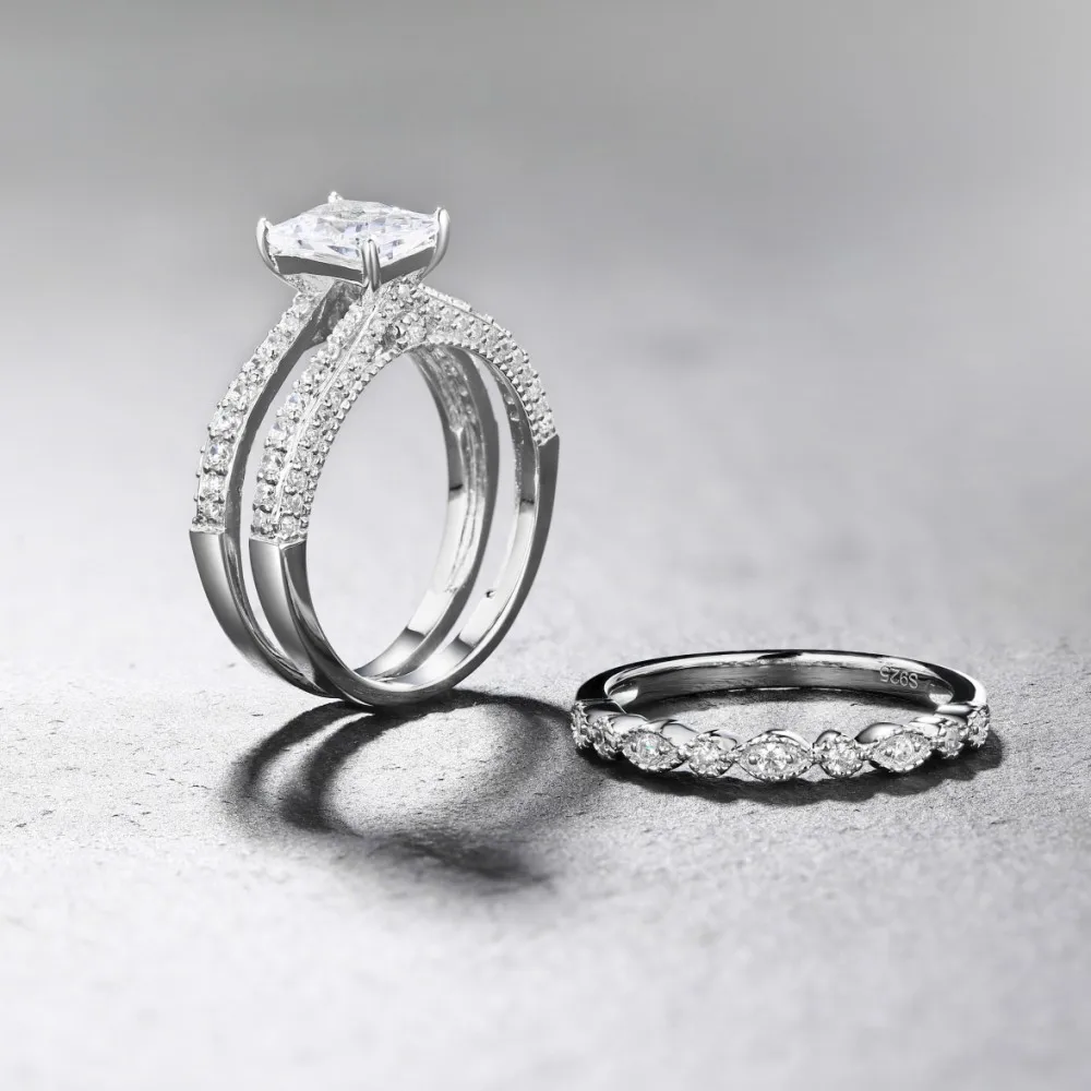 Huitan Модный свадебный комплект женские кольца 2 предмета блестящее кольцо