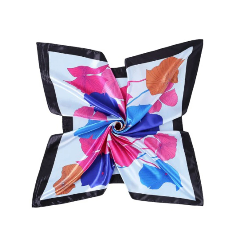 

90cm Square Scarf Silk Scarf Square Satin Printed Shawl Scarf Fashion Flower Print Silk Scarves Square Big Handkerchief