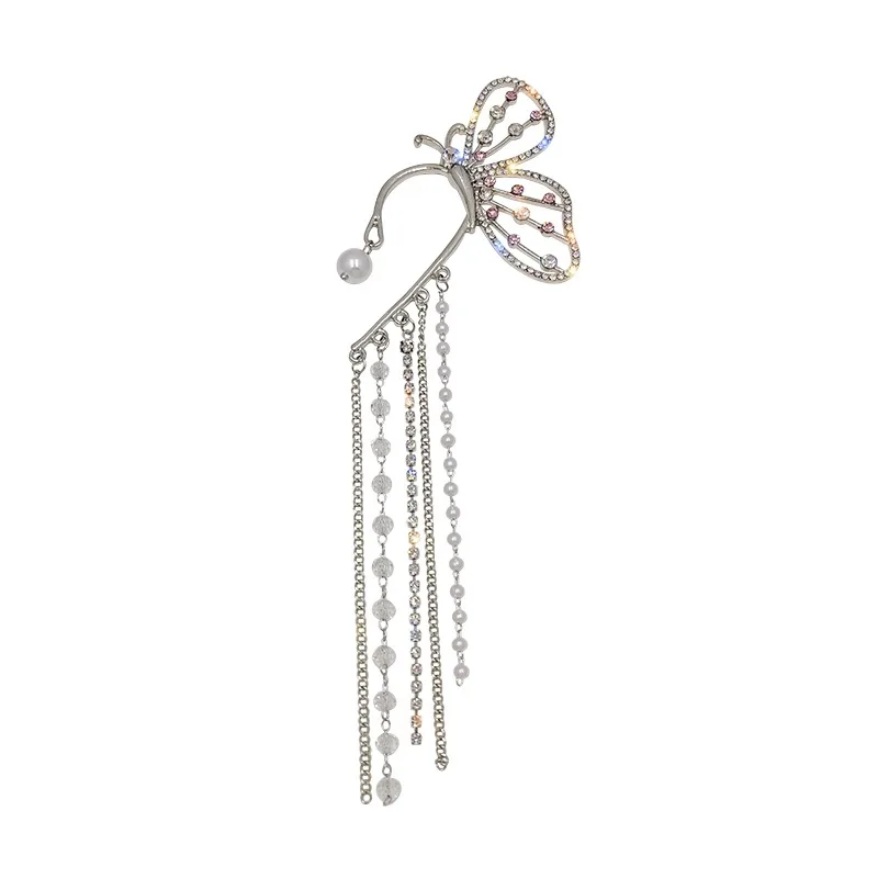 

Minar Fairy Shiny Rhinestones Hollow Butterfly Hanging Earrings for Women Girls Long Tassel Earrings Wonderful Accessories
