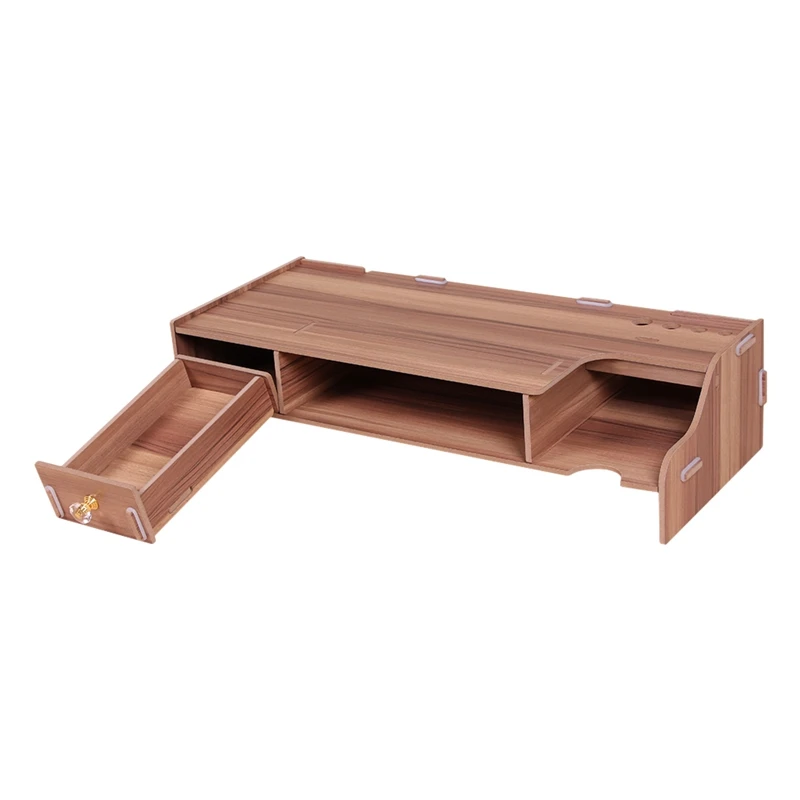Wooden Monitor Stand Riser Computer Desk Organizer with Keyboard Mouse Storage Slots for Office Supplies School Heighte | Дом и сад