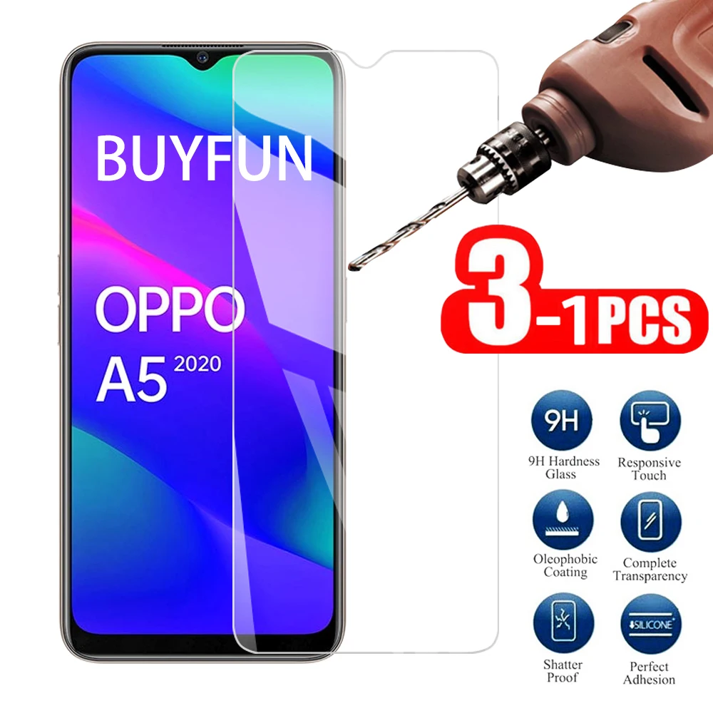 

1-3Pcs Full Cover Transparent Glass For OPPO A5 2020 Tempered Glass On For OPPO A5 2020 Phone Screen Protector Safety Glas Film