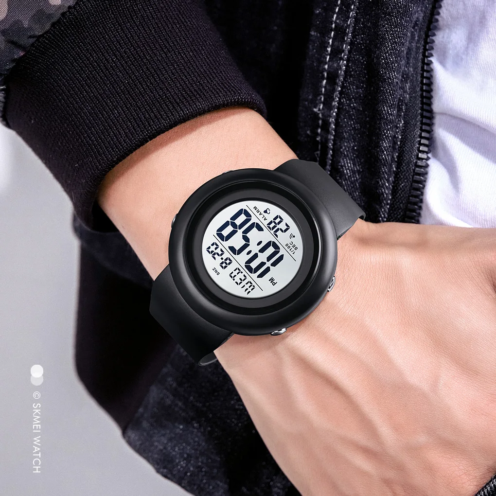 

SKMEI Men Watch Outdoor Sport Watch 3Bar Waterproof LED Digital Wristwatch Alarm Clock Chrono PU Strap Bracelet