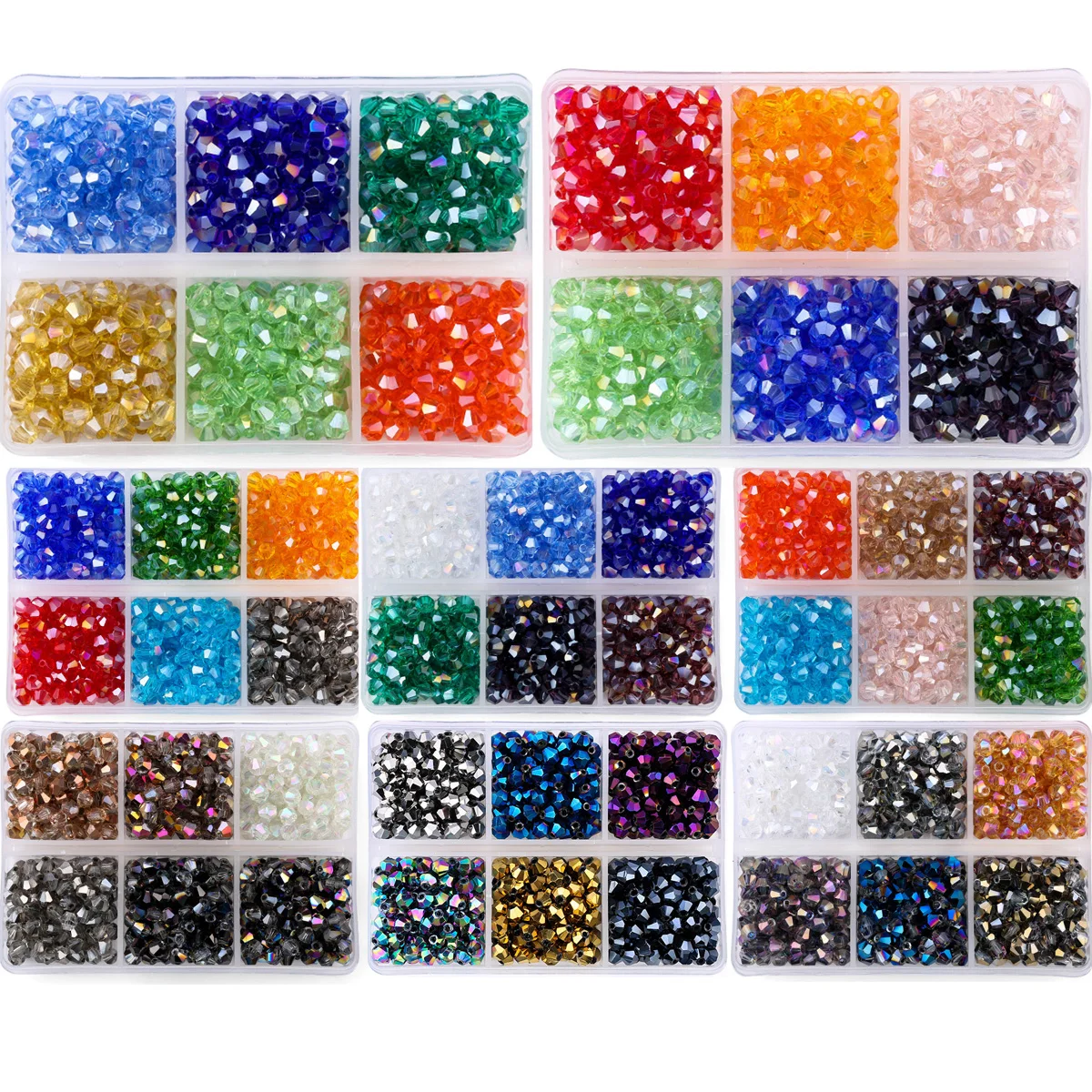 

600pcs/6 Colors/Set 3 4mm Bicone 5301 Austria Crystal Beads Glass Beads Loose Spacer Bead for DIY Jewelry Making