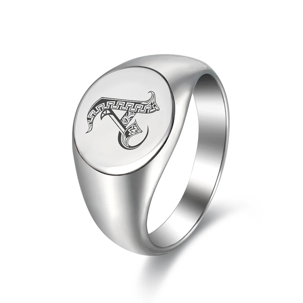Шикарное начальное письмо A Z с буквенным принтом мужское t образное кольцо кольца
