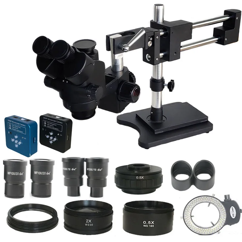 3.5X-180X Double Boom Simul Focal Trinocular Stereo Microscope 34MP USB Digital HDMI-Compatible Camera PCB Jewelry Repair Tool