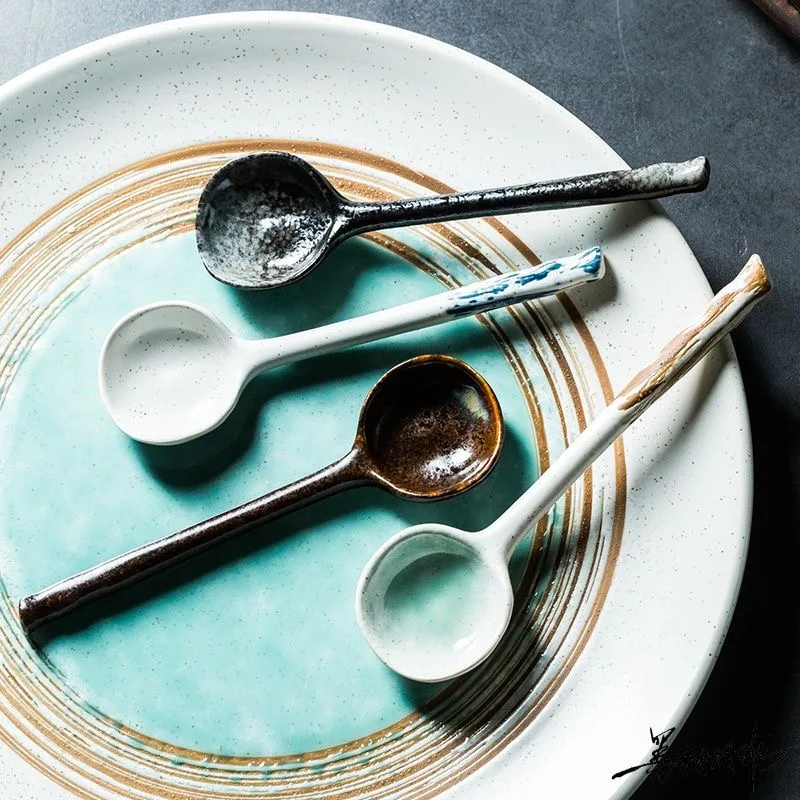 

Керамическая ложка для супа, японская посуда, ложка для еды, необычная кухонная утварь, инструмент для кухни, чайная ложка для Kicthen
