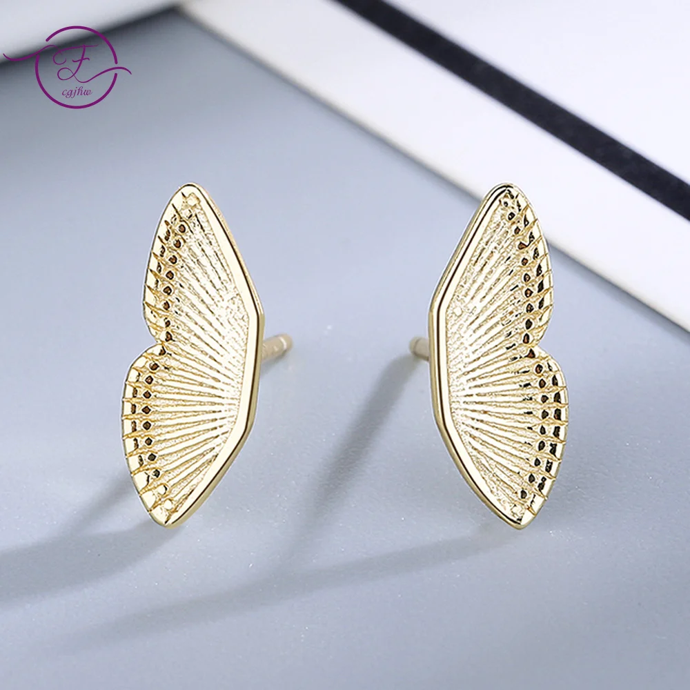 

Butterfly Wing Gold Earrings for Women 925 Sterling Silver New Simple Fine Jewelry Wedding Party Anniversary Gifts Accessories