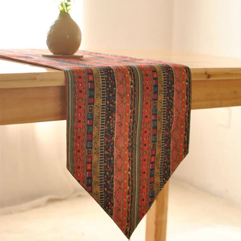 Креативная синяя Красная Вязаная крючком скатерть в фольклорном стиле хлопковая