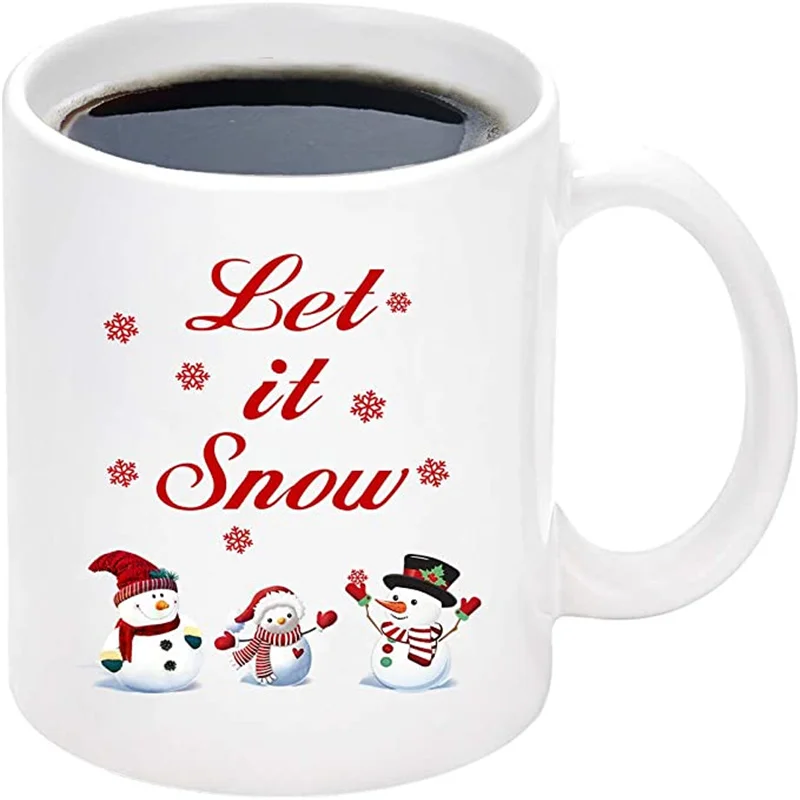 Рождественская кофейная кружка Let it Snow с милым рождественским снеговиком
