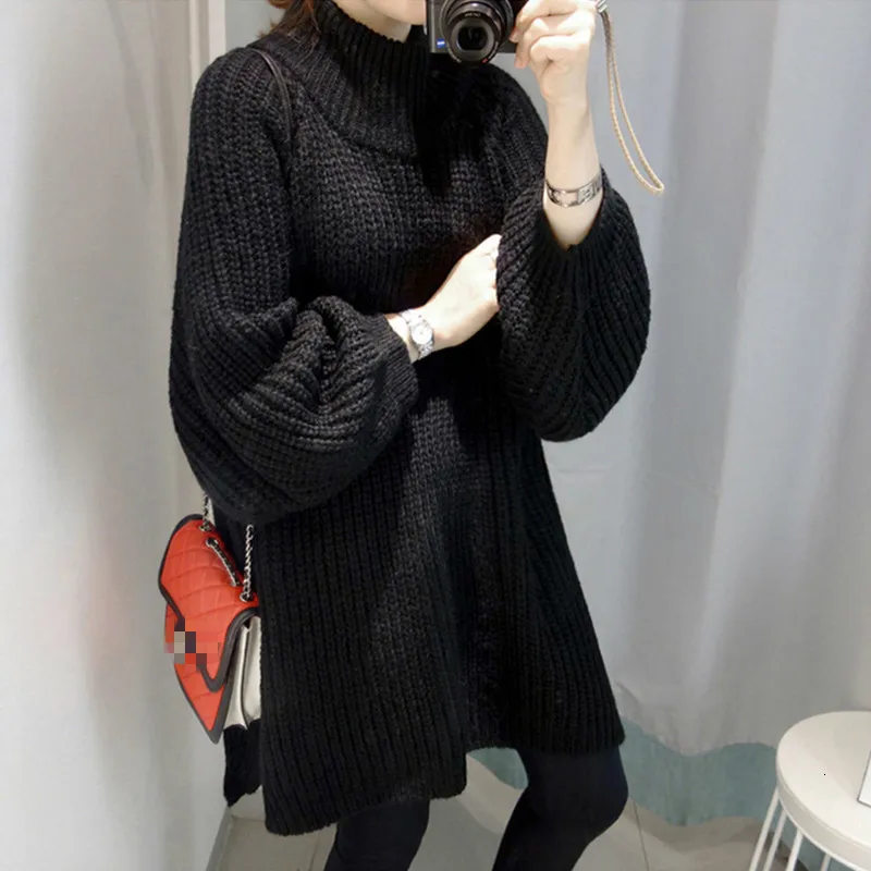 Thick Balck Casual Sweater Women Lantern Autumn 2020 Fashion Long Sleeve Turtleneck Sweaters Pullovers Winter Warm Womens | Женская