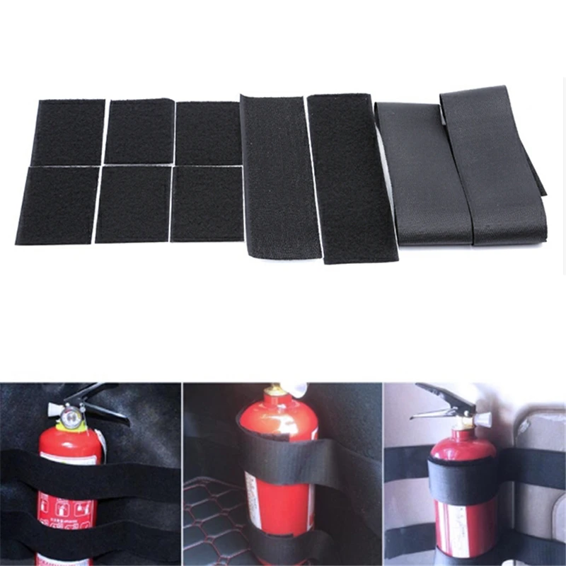 10Pcs/Set Car Fire Extinguisher Sticker nylon tape Belt Net Bandage Car Trunk Storage Bag Magic Tape Hook and Loop Strap