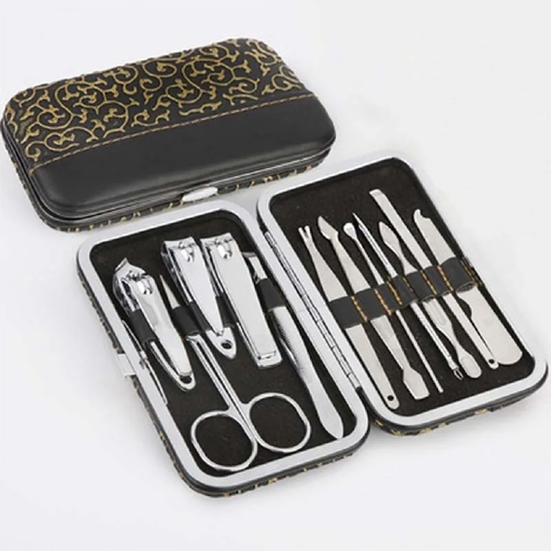 12pcs Stainless Steel Nail Care Tool Sets Manicure Set And Kit Pedicure Scissor Tweezer Knife Ear Pick Utility Clipper | Красота и