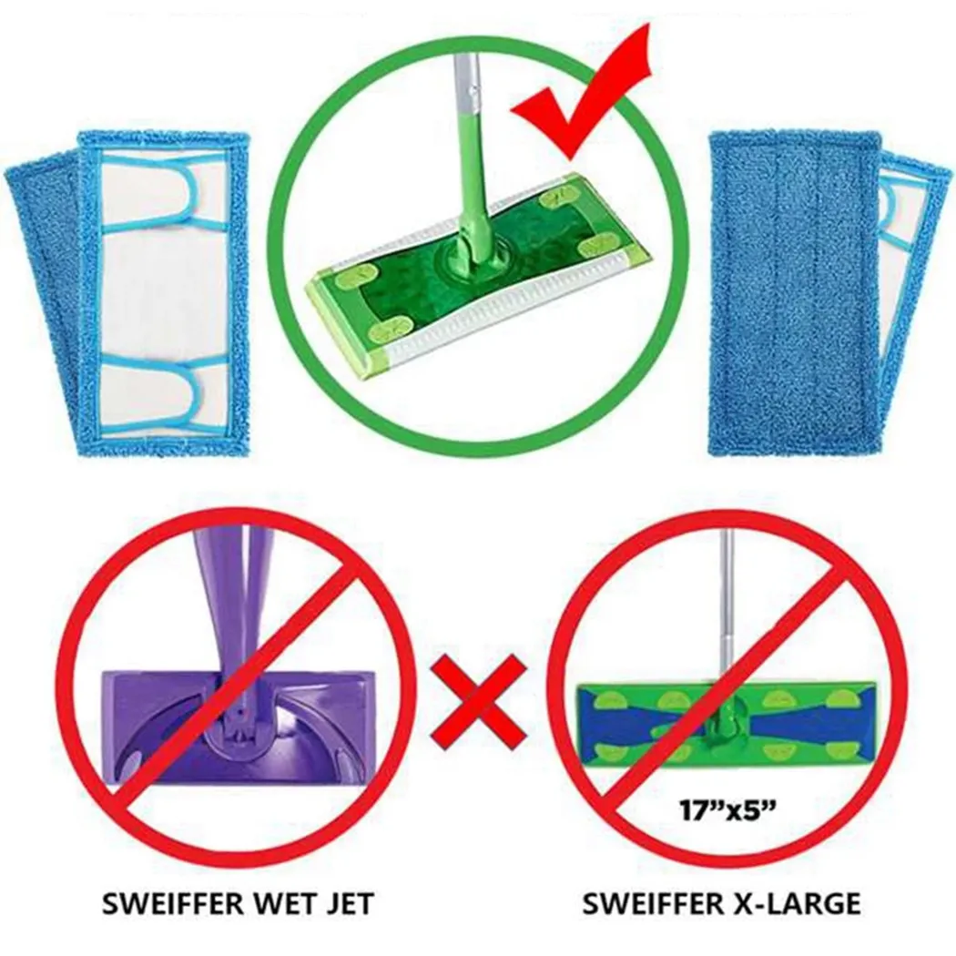 

4 Pack For Swiffer Sweeper Reusable Microfiber Mop Pads Washable 11.8*5.9in Excellent For All Floor Types