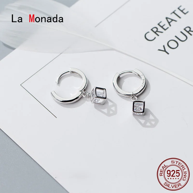 

Женские квадратные серьги-кольца La Monada, серебро 925 пробы, минималистичные Изящные серьги-кольца, ювелирные изделия, серебро 925 пробы