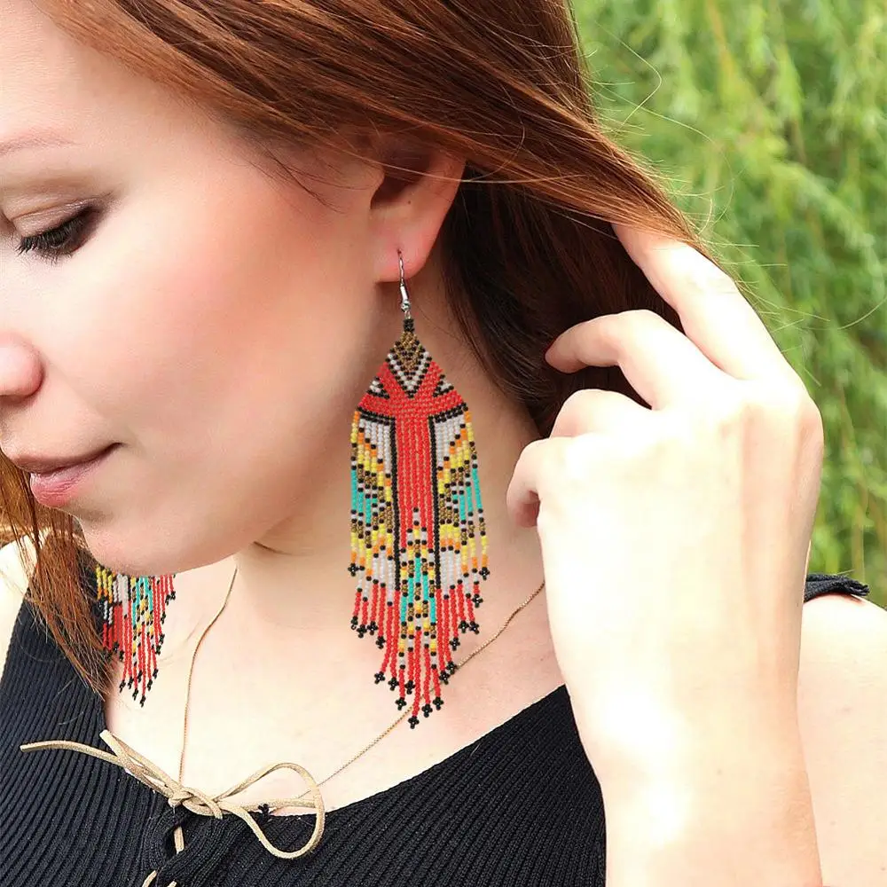 ROYALBEIER женские разноцветные богемные длинные серьги-кисточки ручной работы с