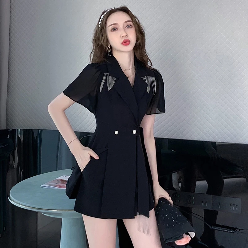 

Summer Black Tassel Sexy Mini Dresses Women Korean Office Lady Vintage Hepburn Dress 2022 Casual Elegant Bodycon Party Vestidos
