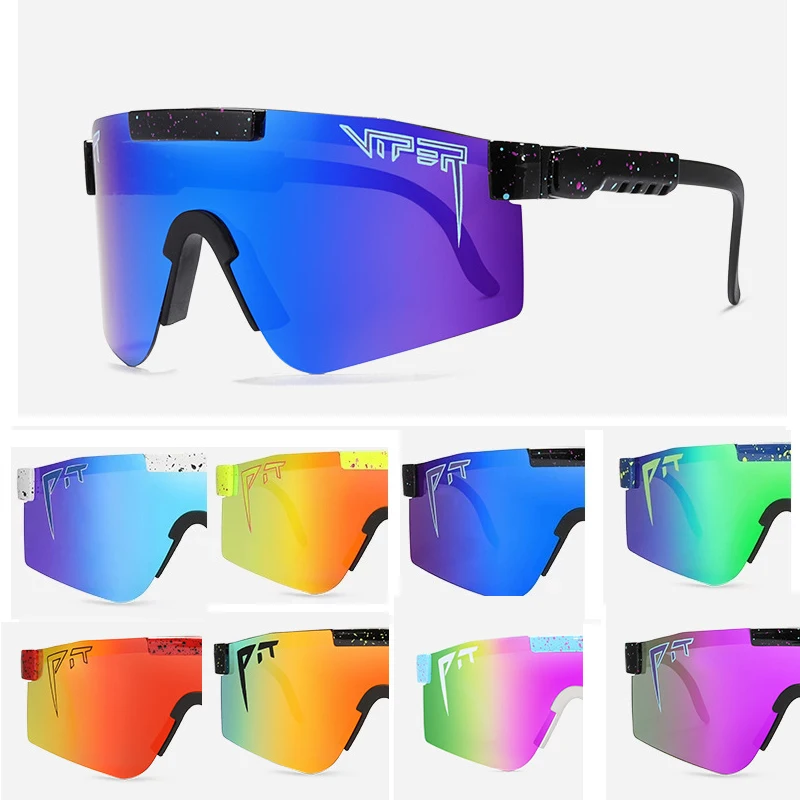 

2021 NEW BRAND Mirrored Green lens pit viper Sunglasses polarized men sport goggle tr90 frame uv400 protection with case